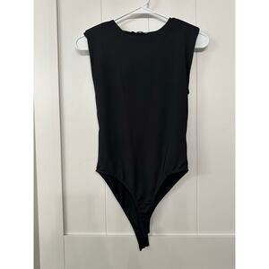 ZARA Black Blouse Bodysuit With Should Pads Size S